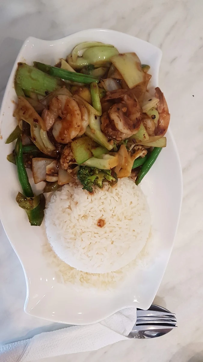 Chicken Beef or Pork & Seasonal Vegetables Oyster Sauce with Rice