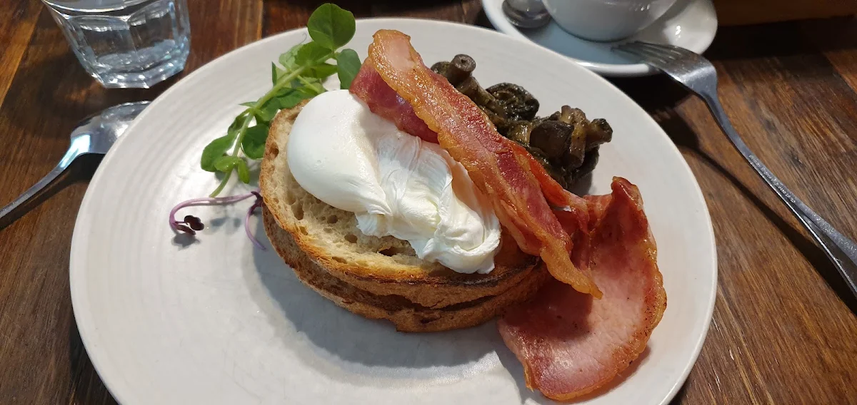 Egg on Toast with Extra Grilled Mushrooms & Free Range Bacon