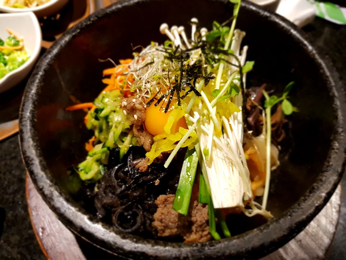 Raw Beef Bibimbab, Myung jang and Obaltan restaurant