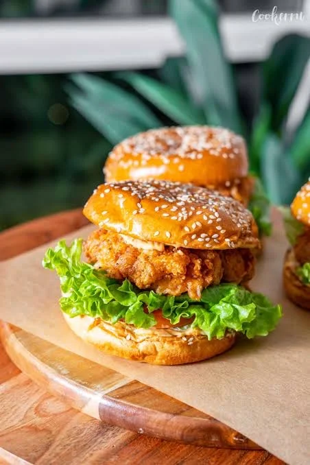Chicken Schnitzel Burger with Chips