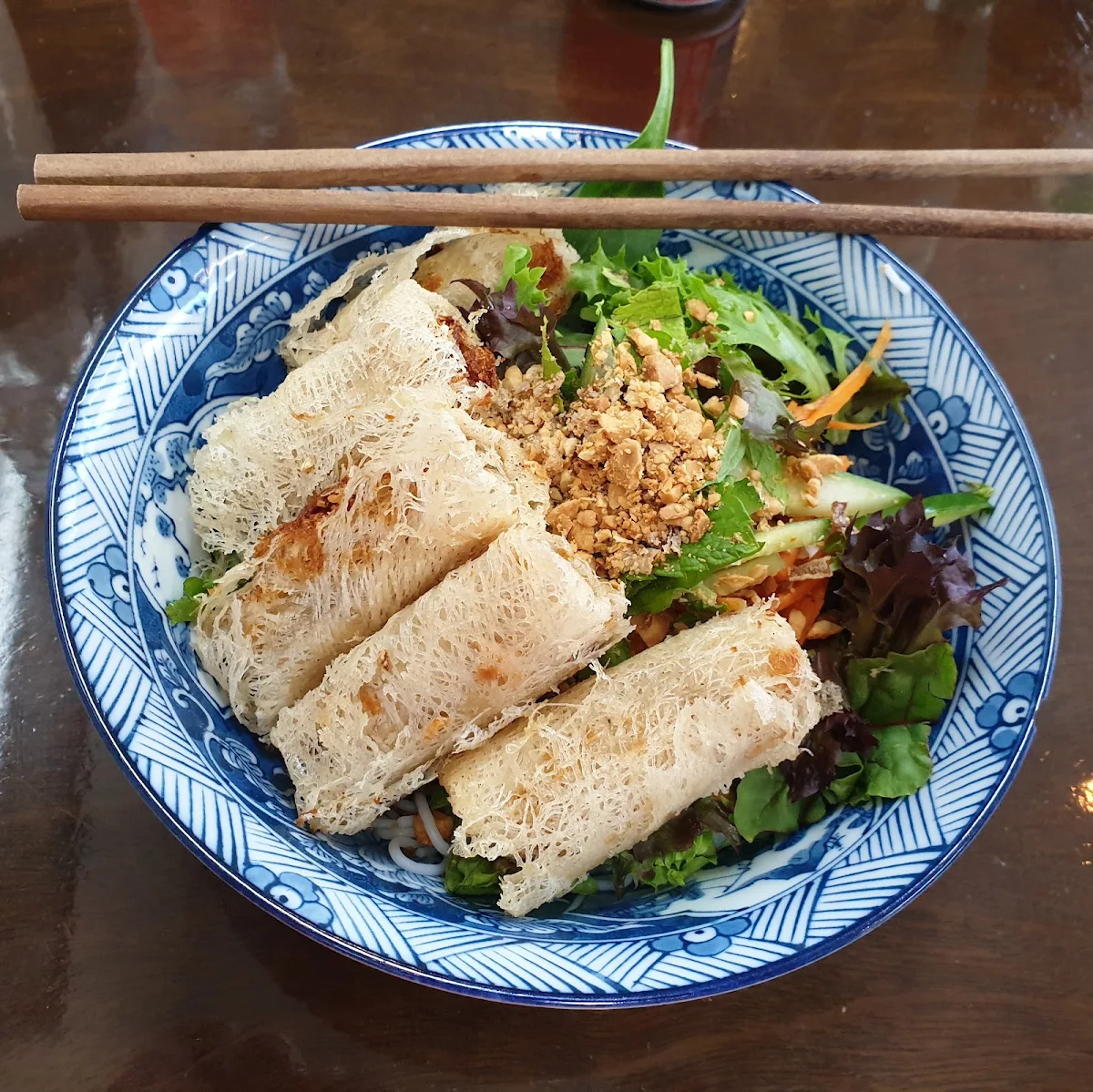 Vermicelli Salad with Vegetarian Spring Rolls
