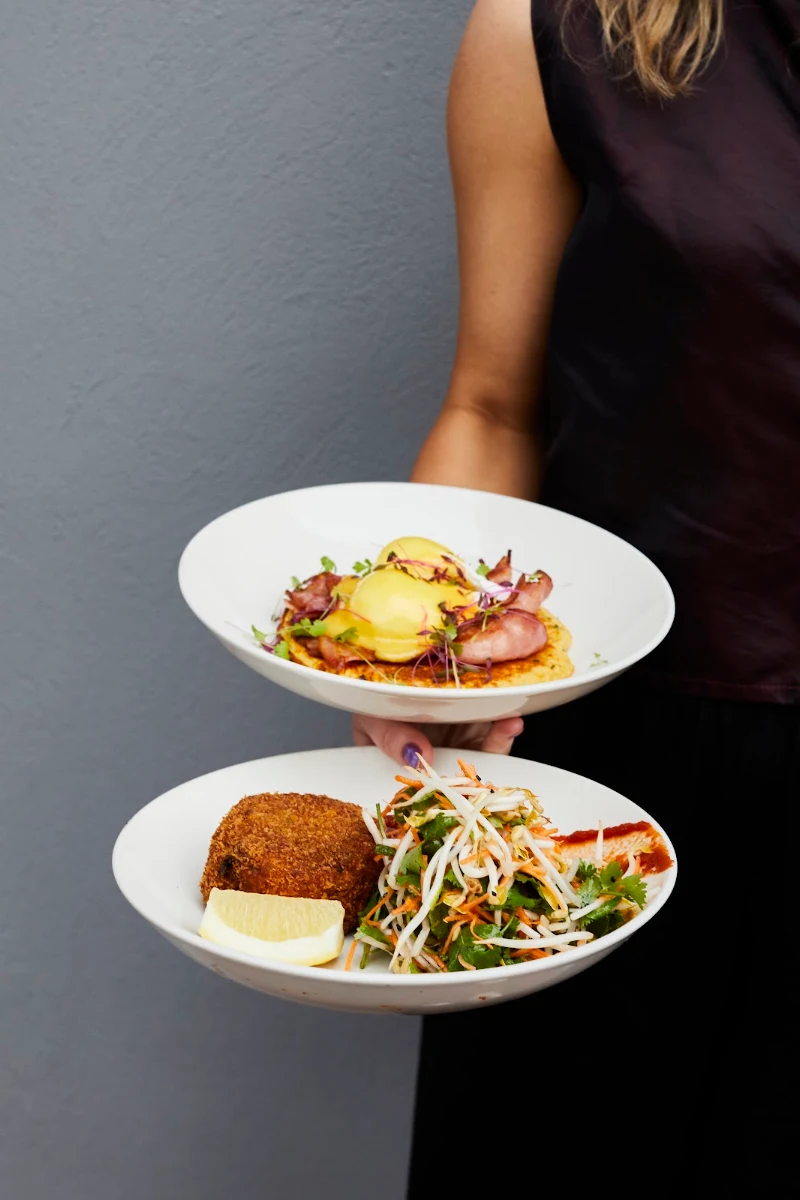 Potato Rosti Sesame Crumbed Tofu Baked Beans