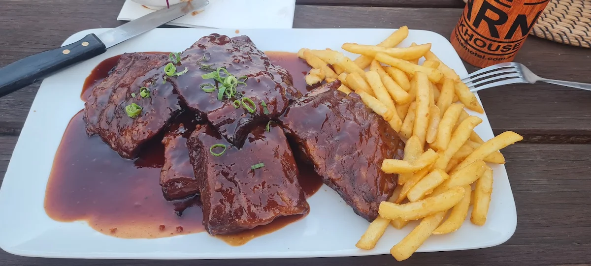 BBQ Pork Ribs Chips and Salad Large Serve
