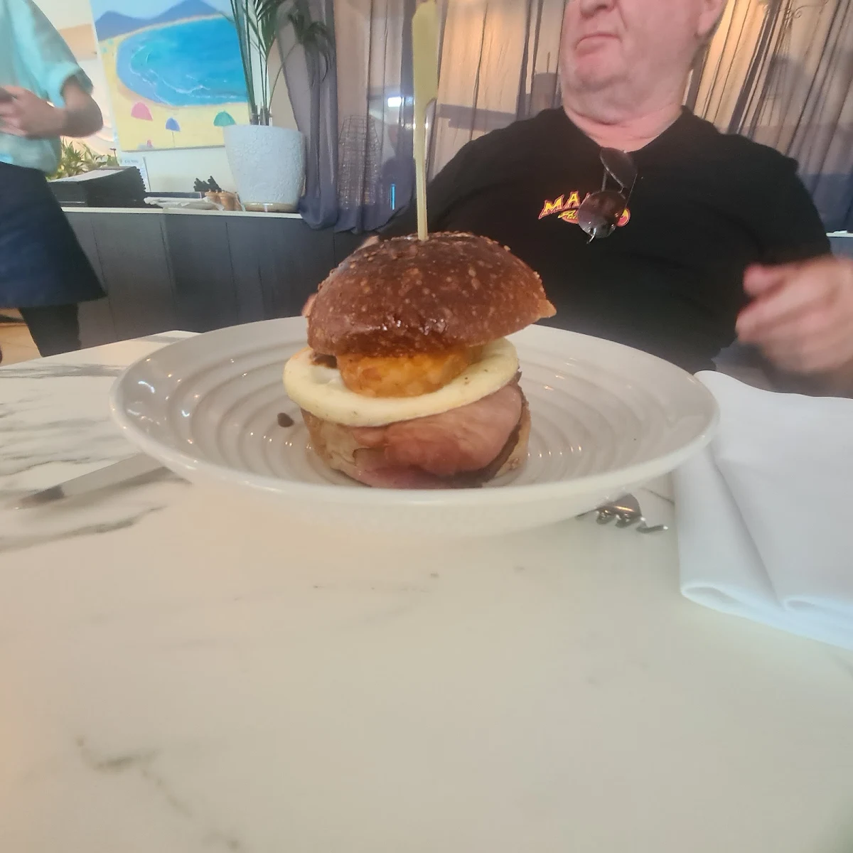 Bacon and Egg Burger with Hash Browns