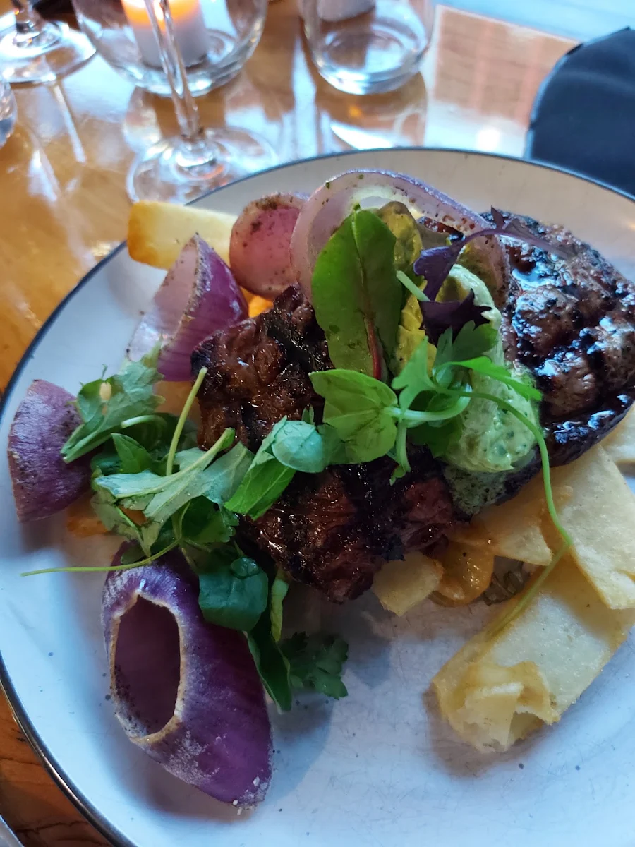 300gr Scotch Fillet with Szechuan Red Onion Rings & Herb Butter