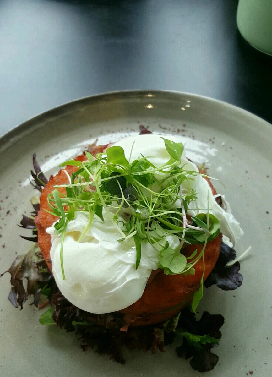 Sweet Potato Fritters with Poached Eggs