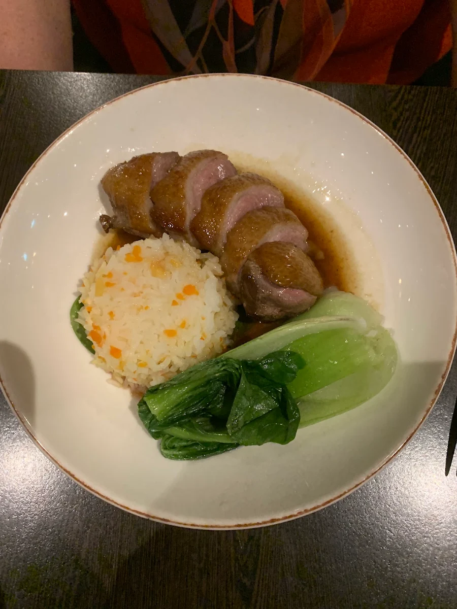 Duck Breast with Rice Pilaf and Bok Choy