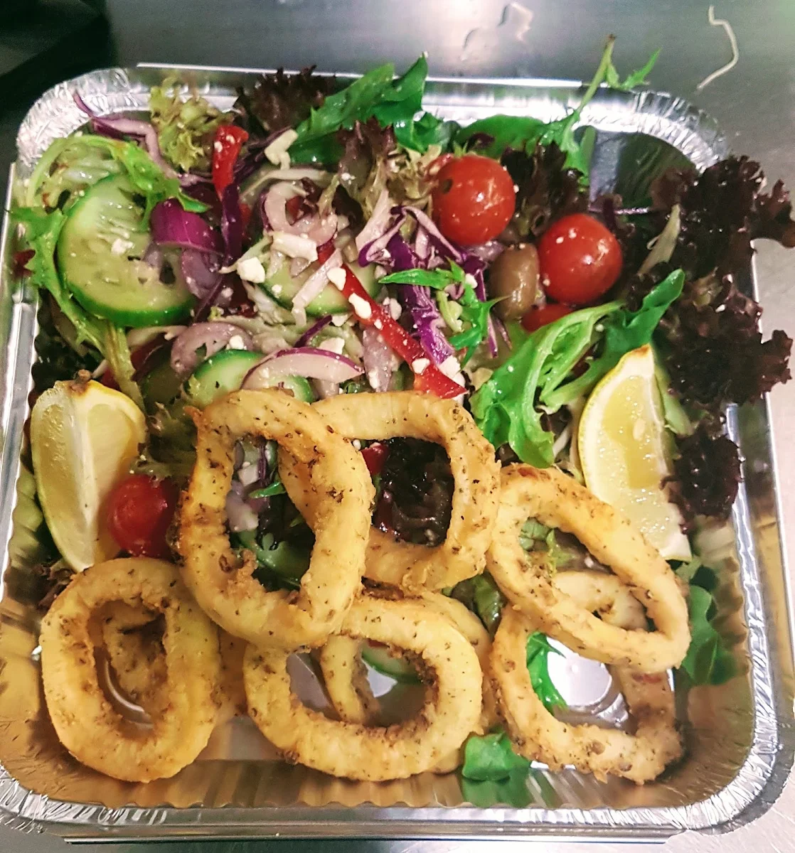 Deep-Fried Calamari & Salad