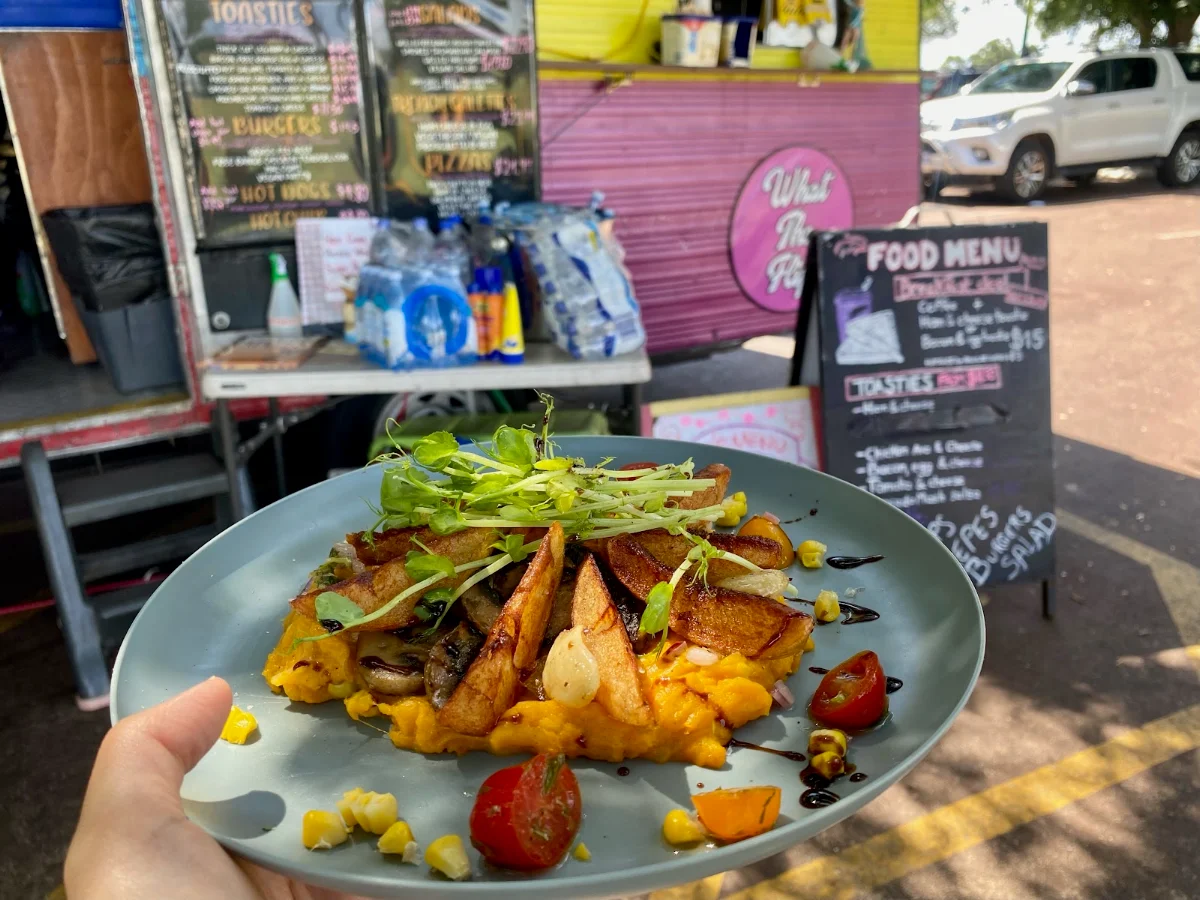 Vegan Crispy Potato Wedges Pumpkin Mash and Tomato Salsa