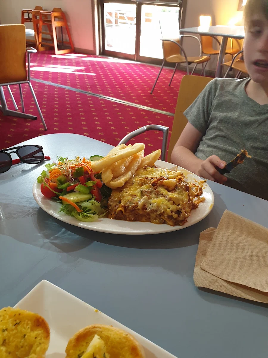 Homemade Lasagna with Salad and Chips