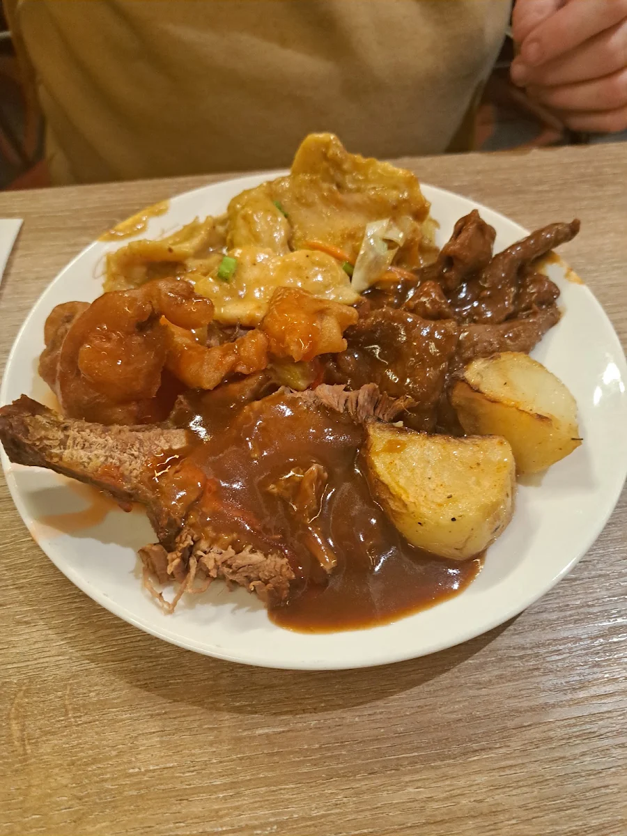 Roast Beef Potato Satay Chicken Sweet Sour Pork