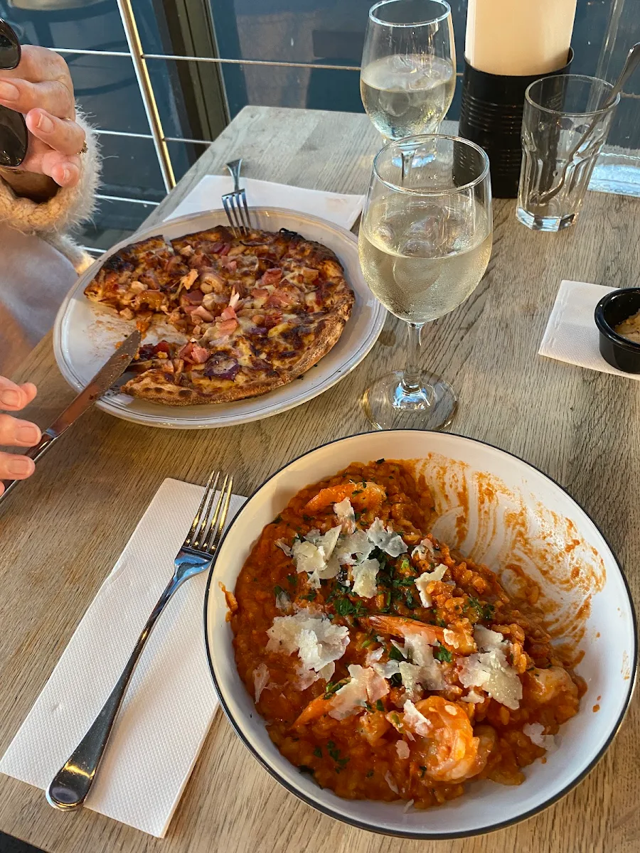 BBQ Chicken Pizza and Mushroom Risotto