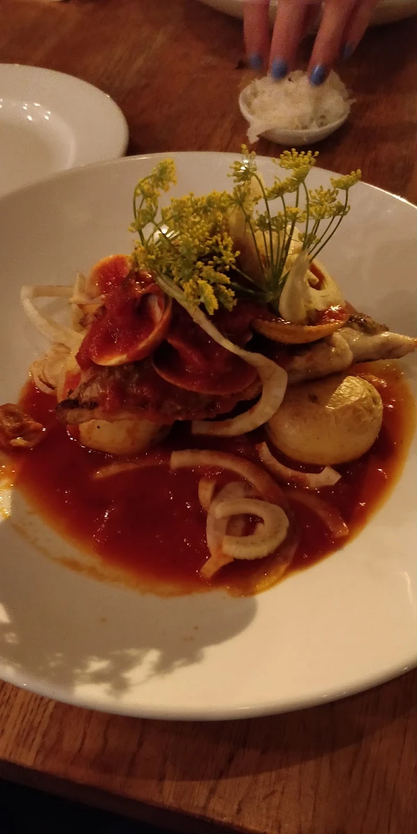 Snapper with Clams Roasted Potatoes and Fennel