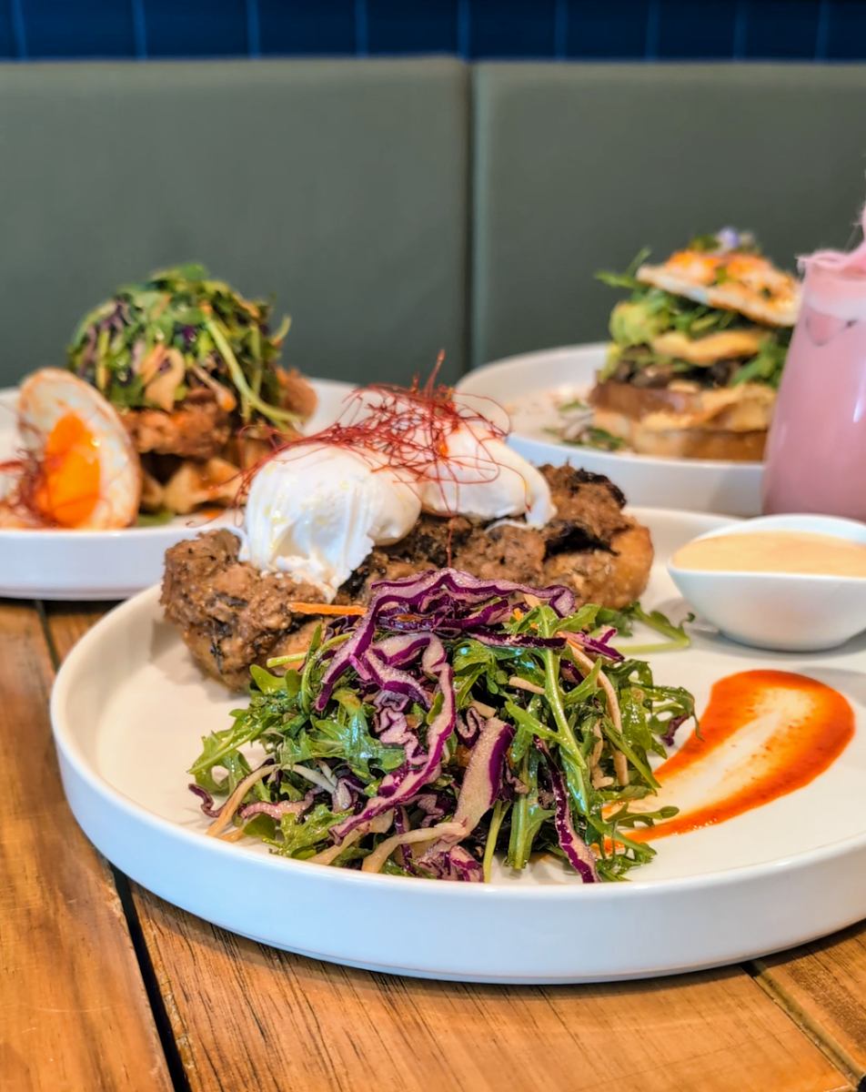 Pulled Lamb Benny GF, MJ Mojo Jojo | Modern Cafe Docklands