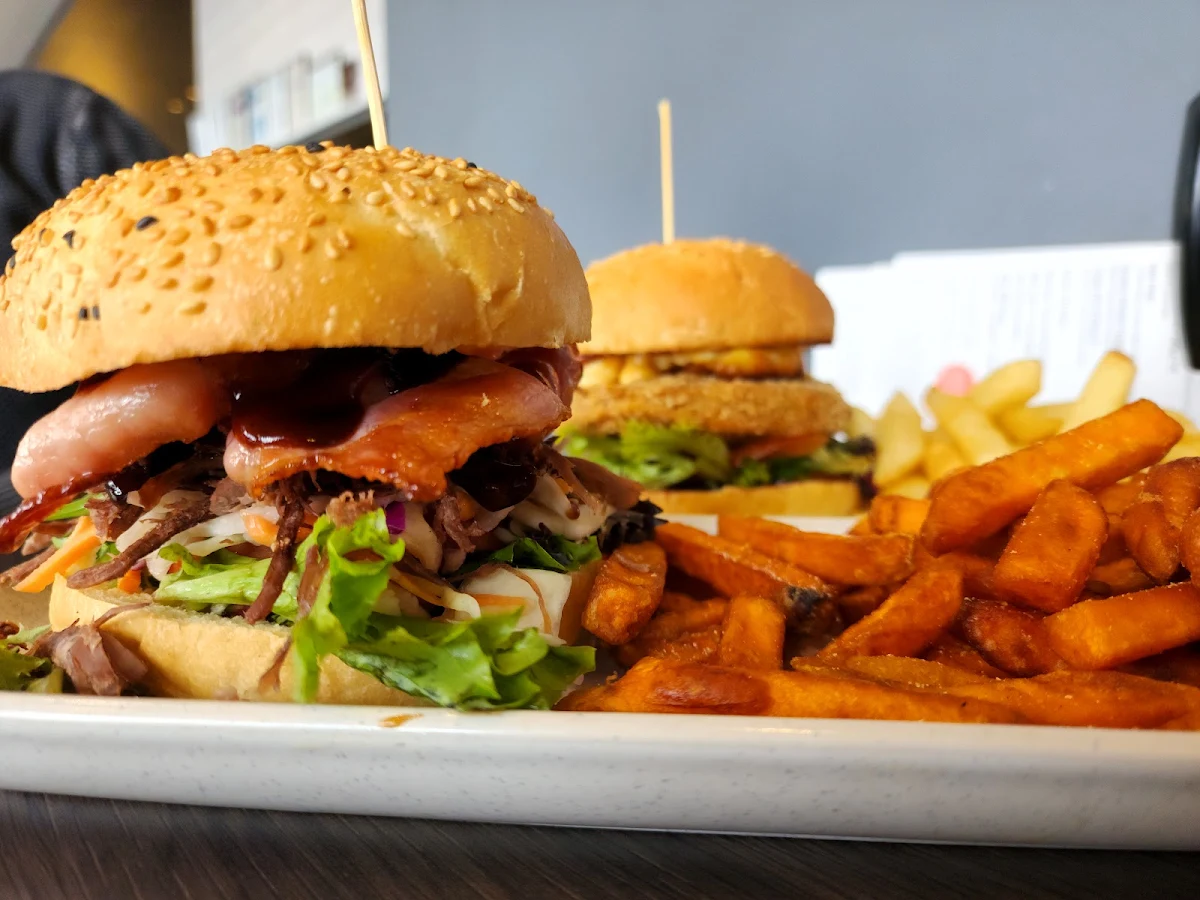 Pulled Beef Burger with Sweet Potato Fries