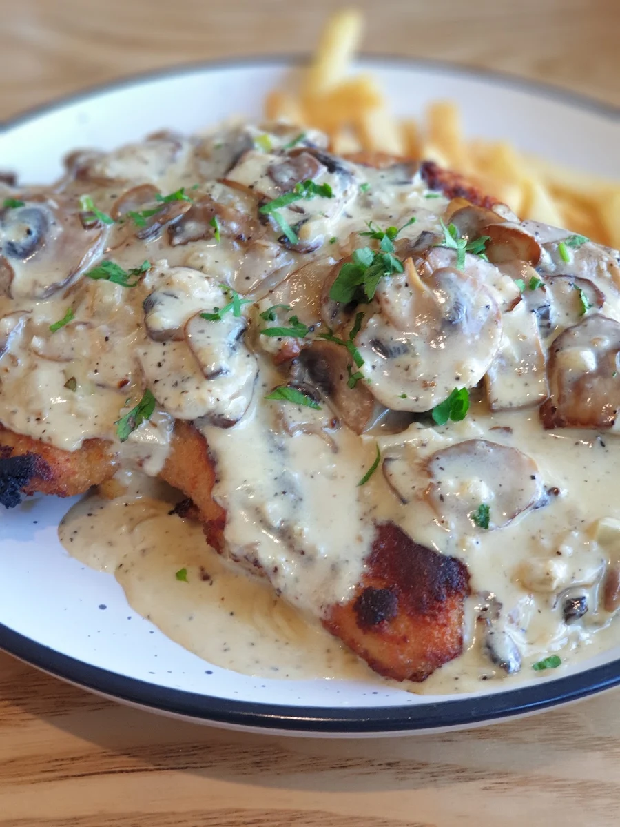 Chicken Schnitzel Woth Mushroom Sauce