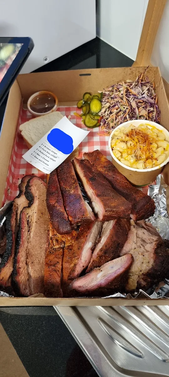 Brisket Pork Ribs Pulled Pork Mac Cheese