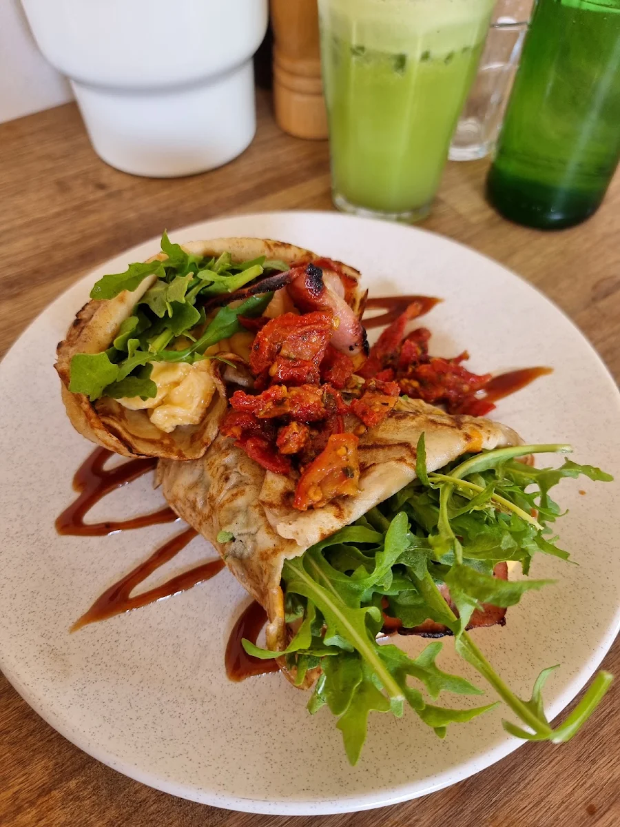 Bacon and Egg Crepes with BBQ Sauce