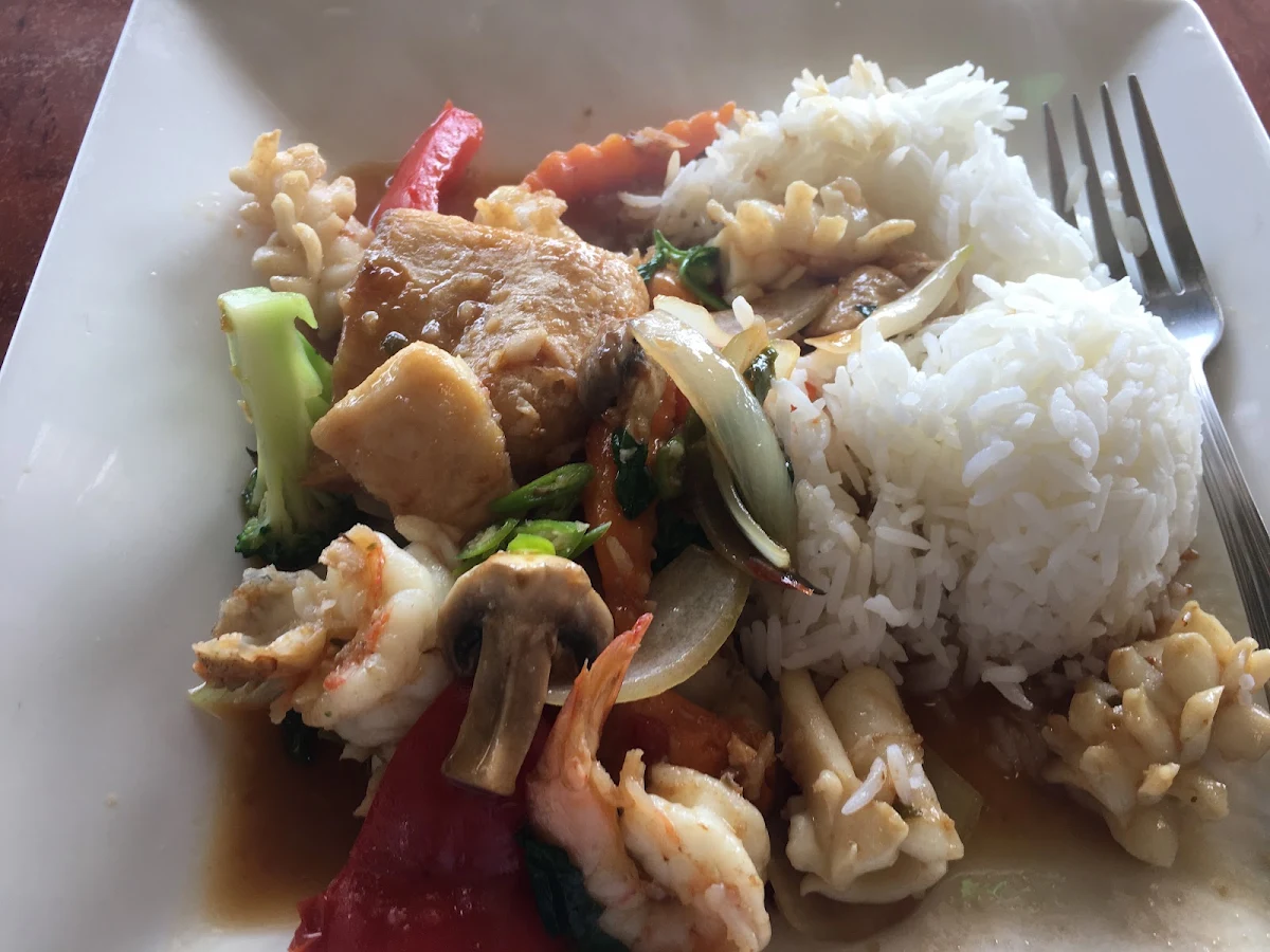 Stir Fried Seafood with Thai Basil and Chilli