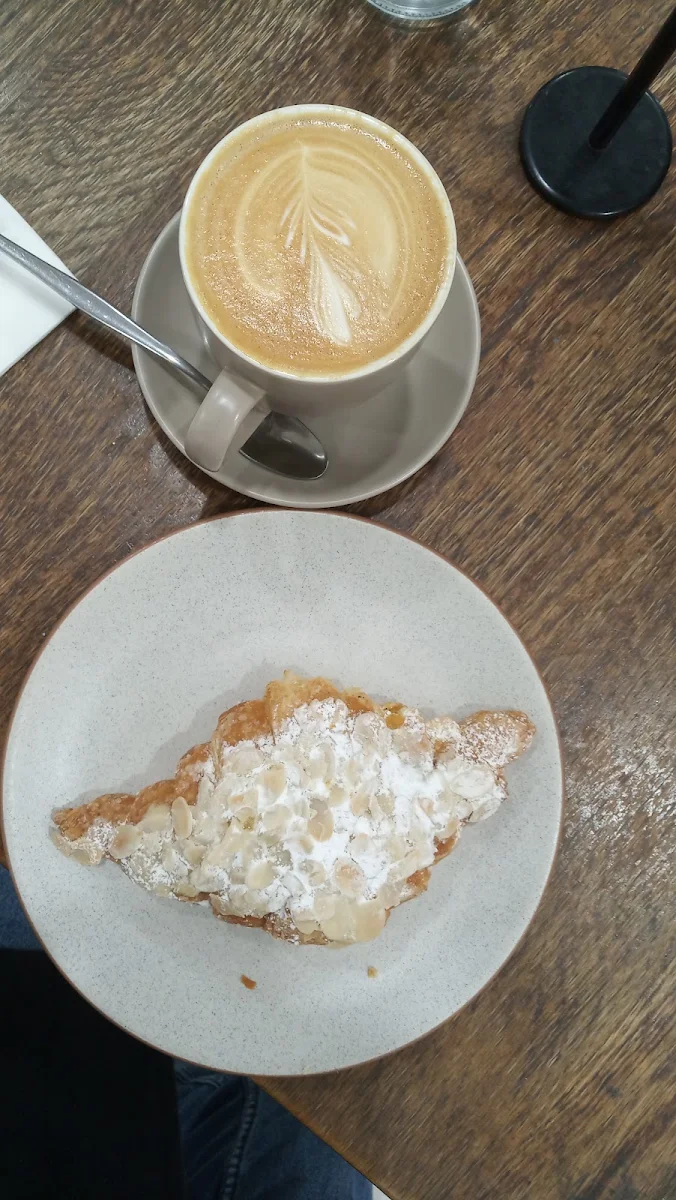 Almond Croissant and Latte