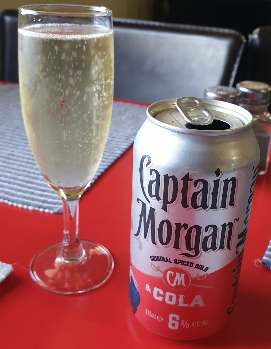 Champagne and a Captain Morgan
