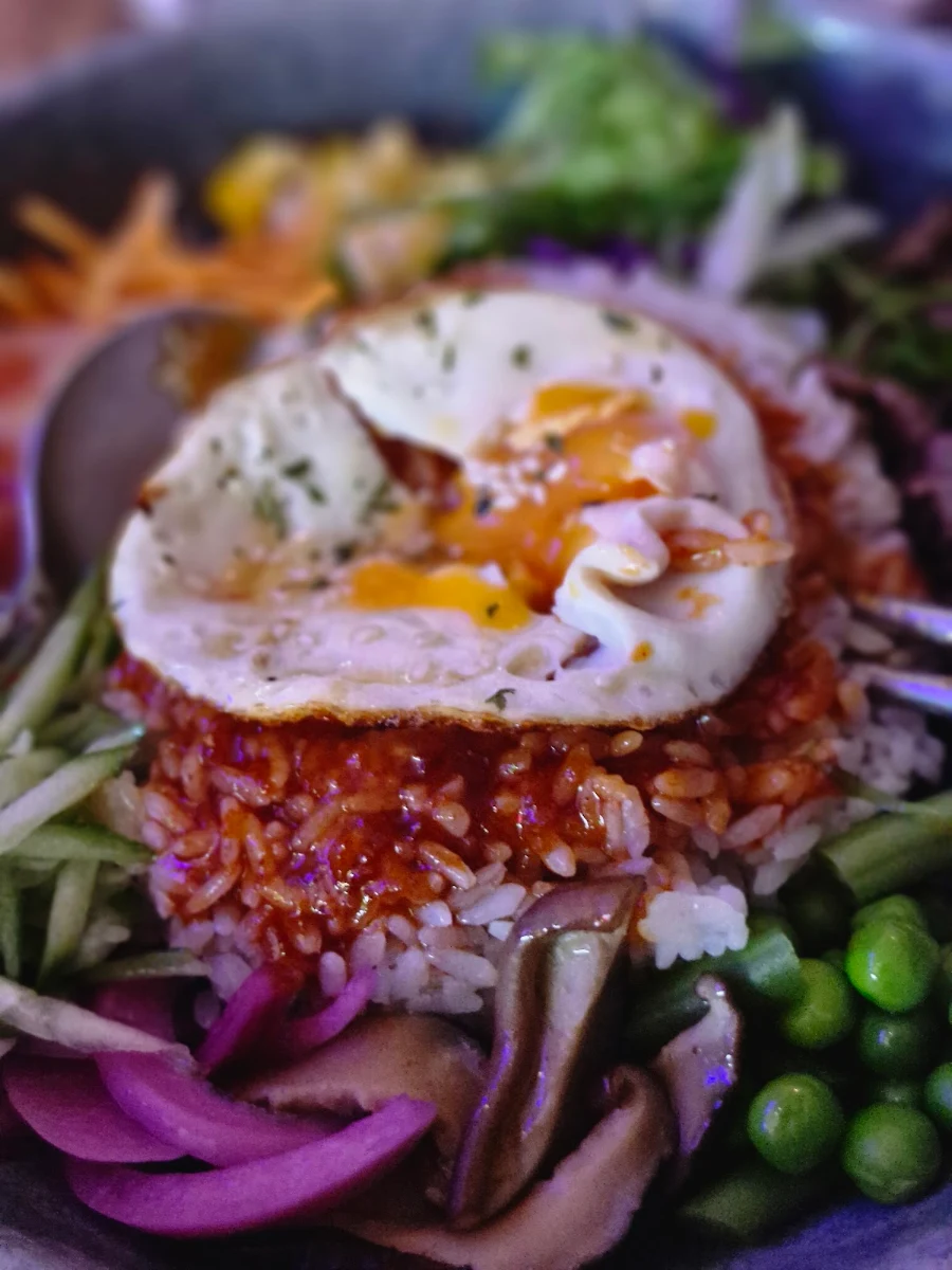 Bibimbap, TDOK chicken (Korean fried chicken)