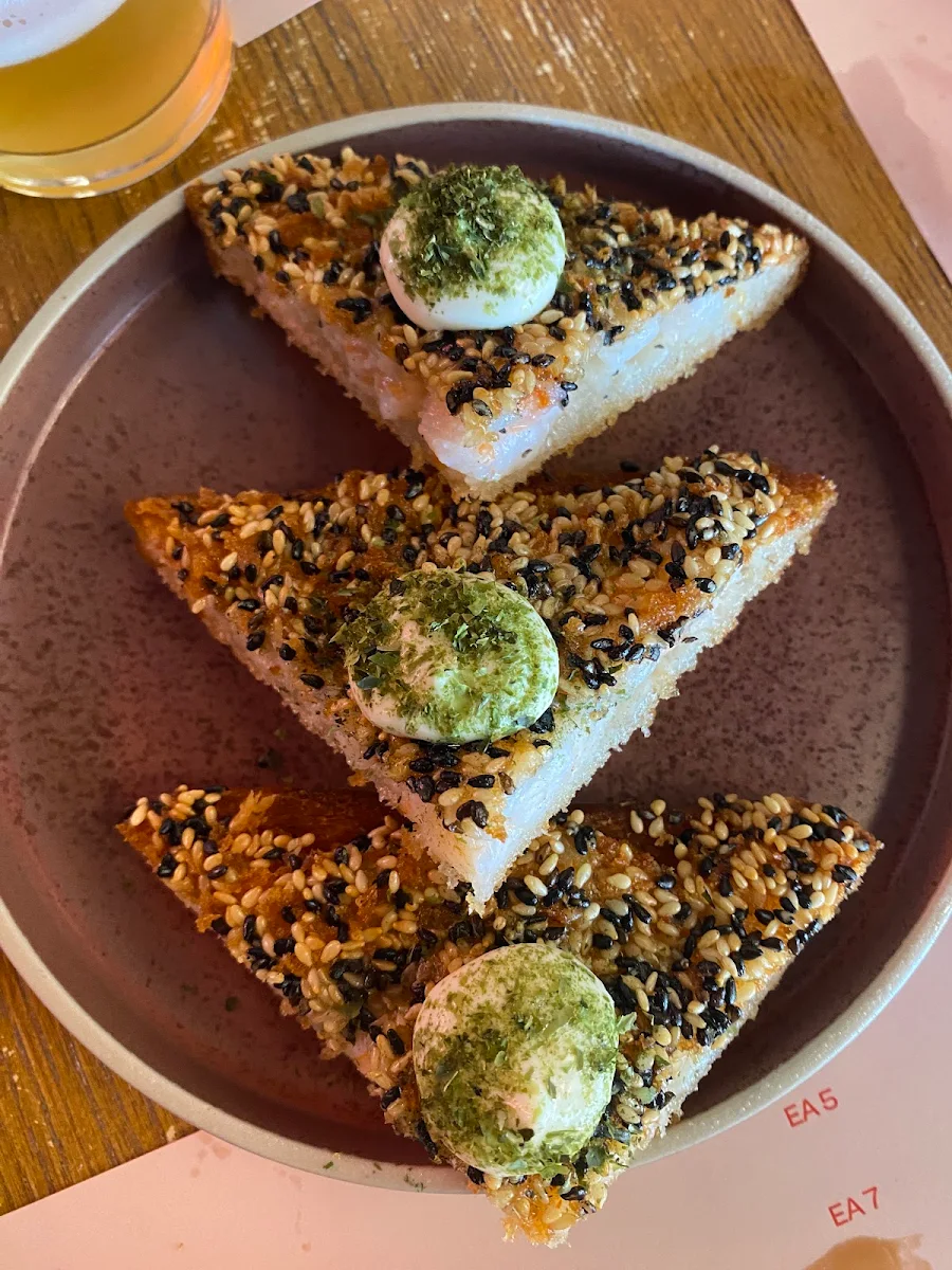 Luckies Prawn Toast Sesame Seeds Yuzu Mayo