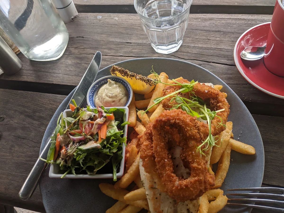 Grilled Fish with Winter Salad Side of Calamari