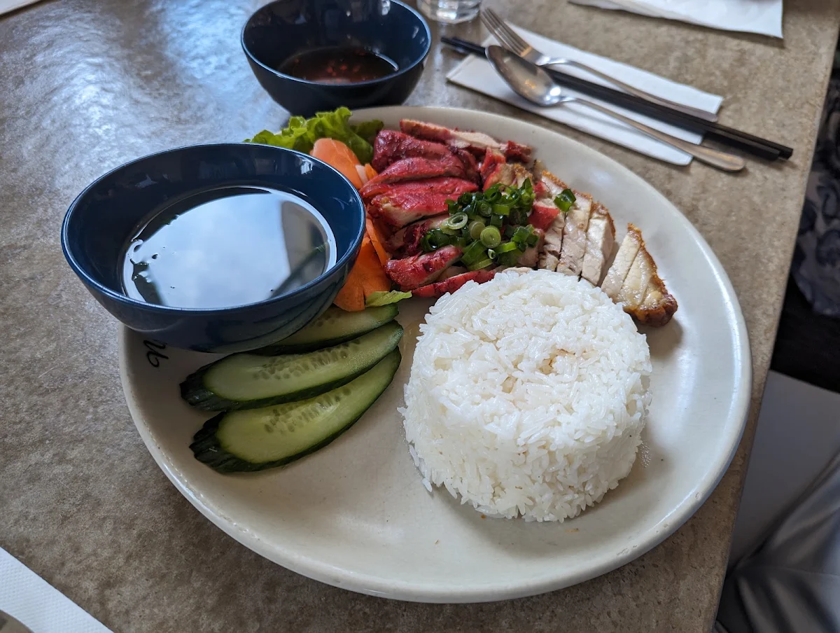 Broken Rice with Crispy and BBQ Pork