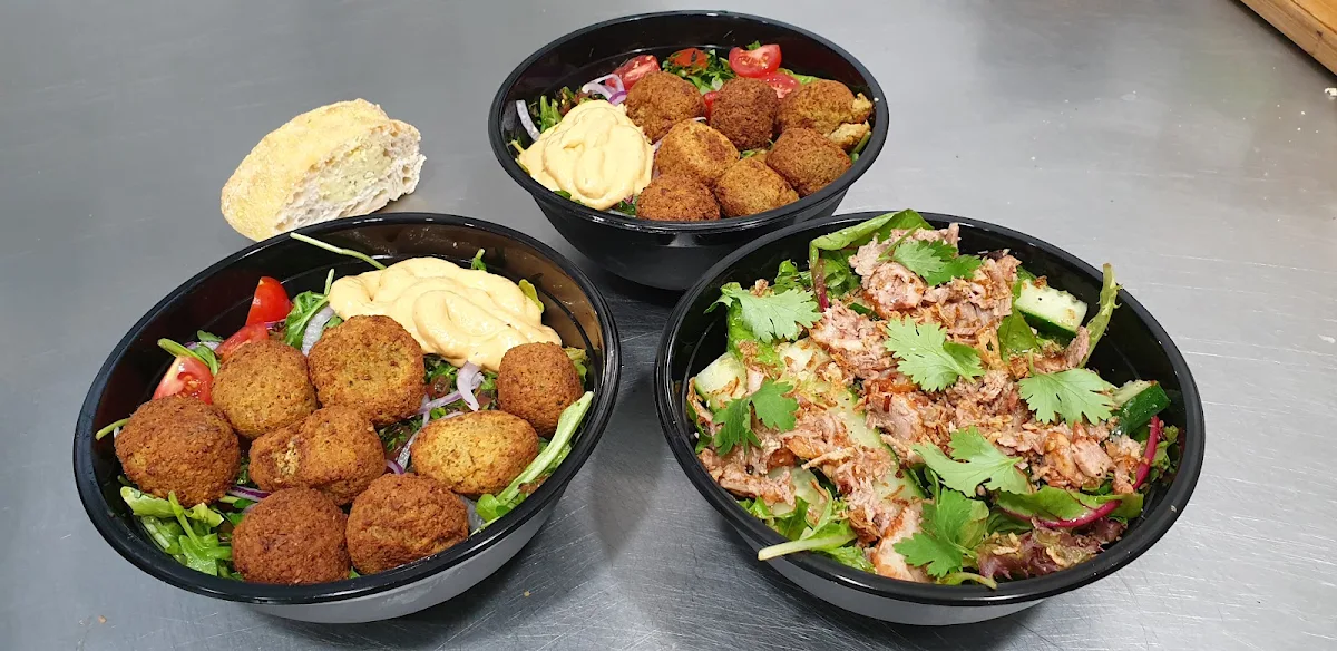 Falafel Salad Bowl and Thai Beef Salad Bowl