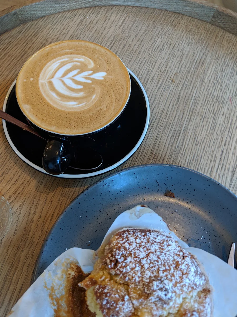 Flat White with White Choc Muffin
