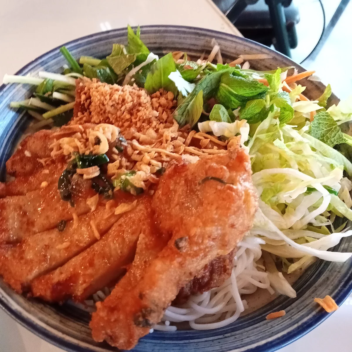 Crispy Pork Chop Vermicelli Noodle Salad