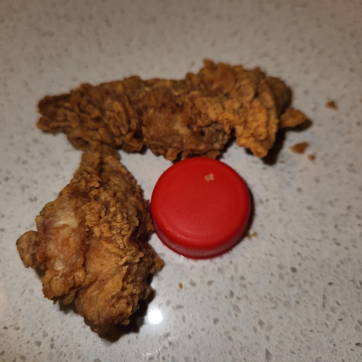 These Boneless Tenders Out of a Zinger Box Meal Are Barely Bigger Than the Cap of a Pepsi Max Bottle