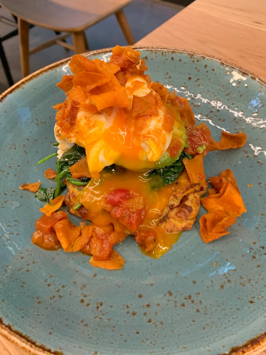 Corn Fritters with Avo and Poached Egg