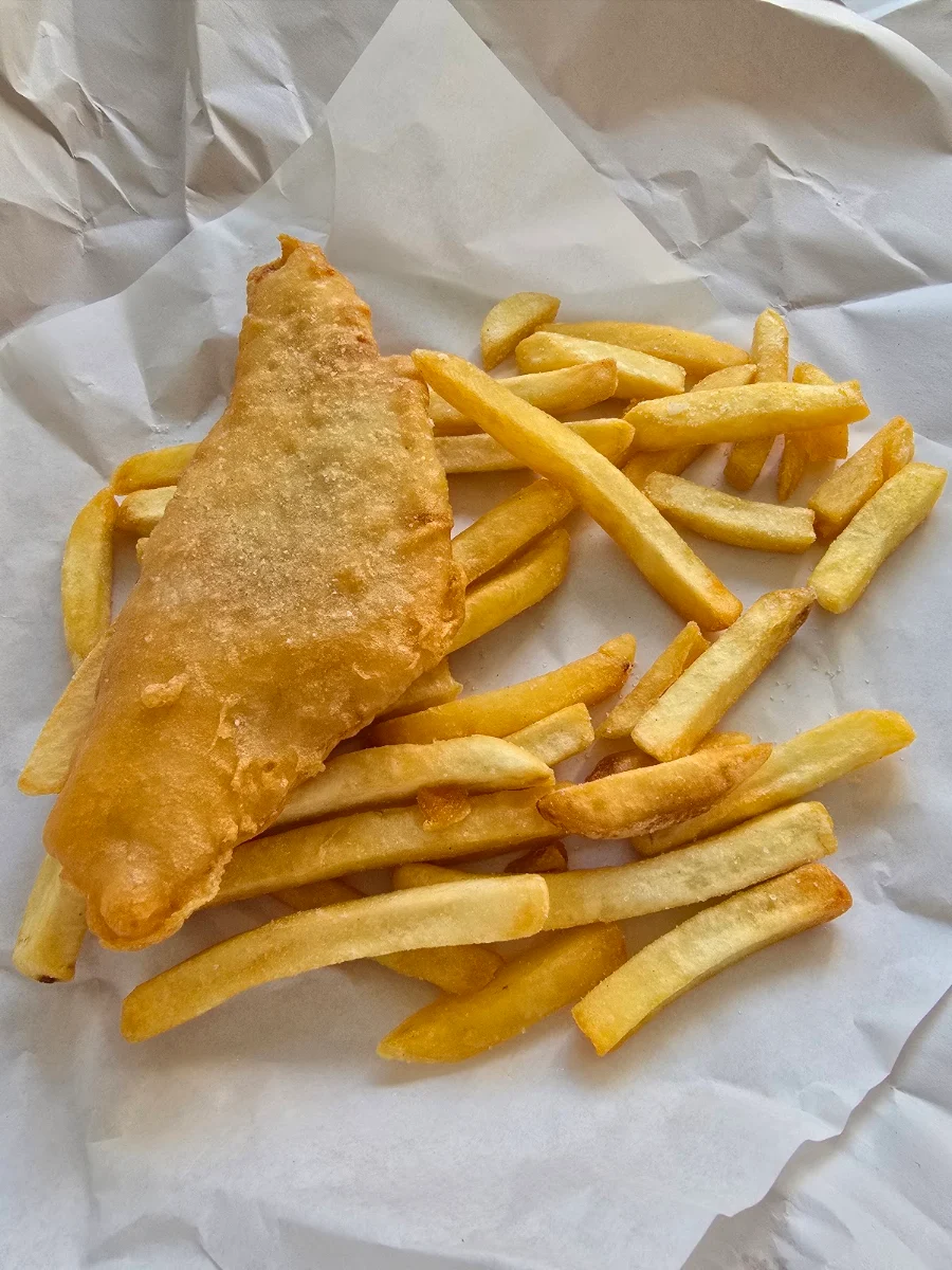 Barra Crab Stick and Chips