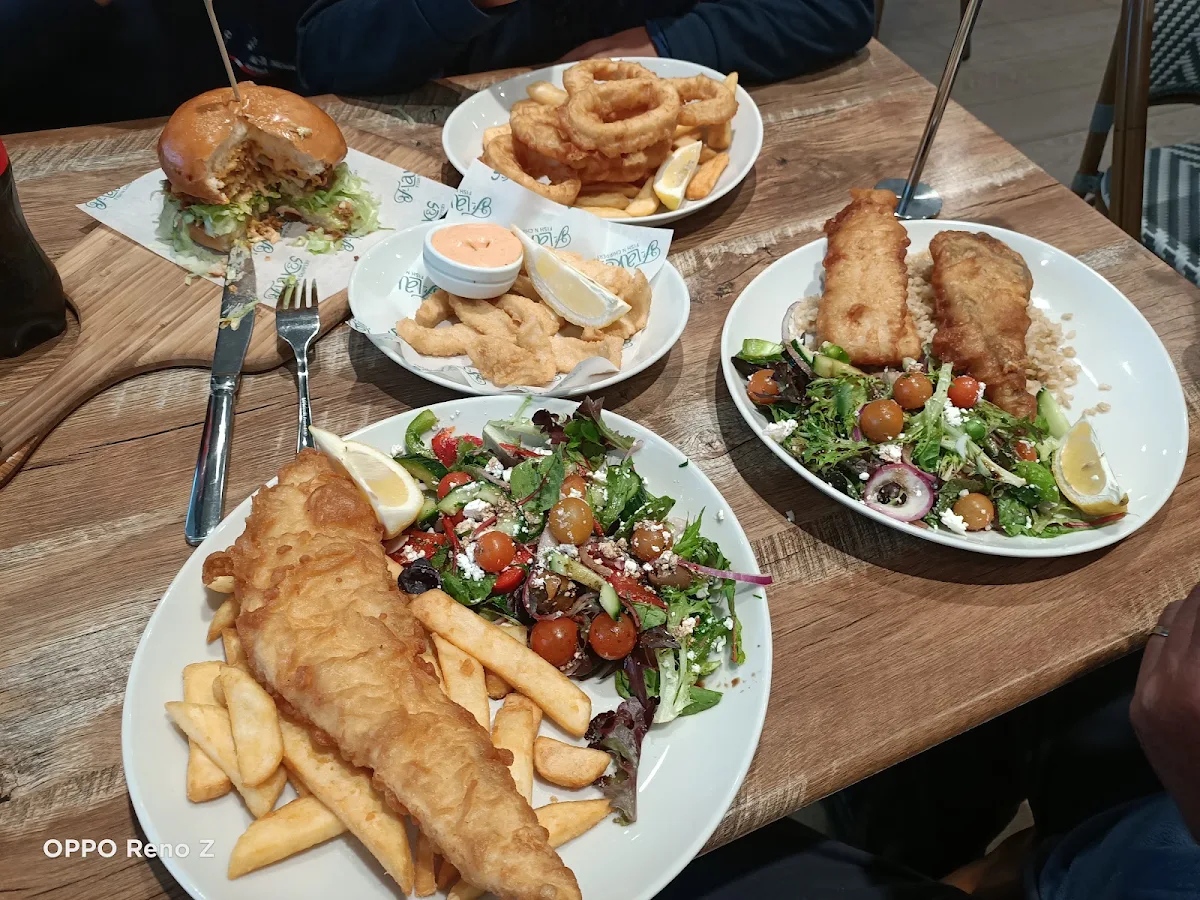 Fish and Chips Calamari Chicken Burger Fried Squid