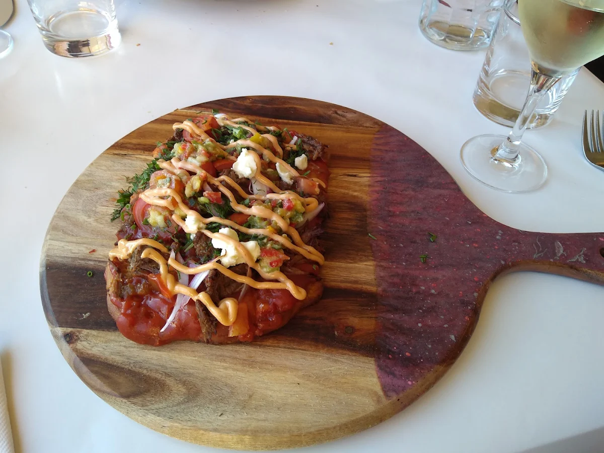 Slow Cooked Pull Beef on Flat Bread