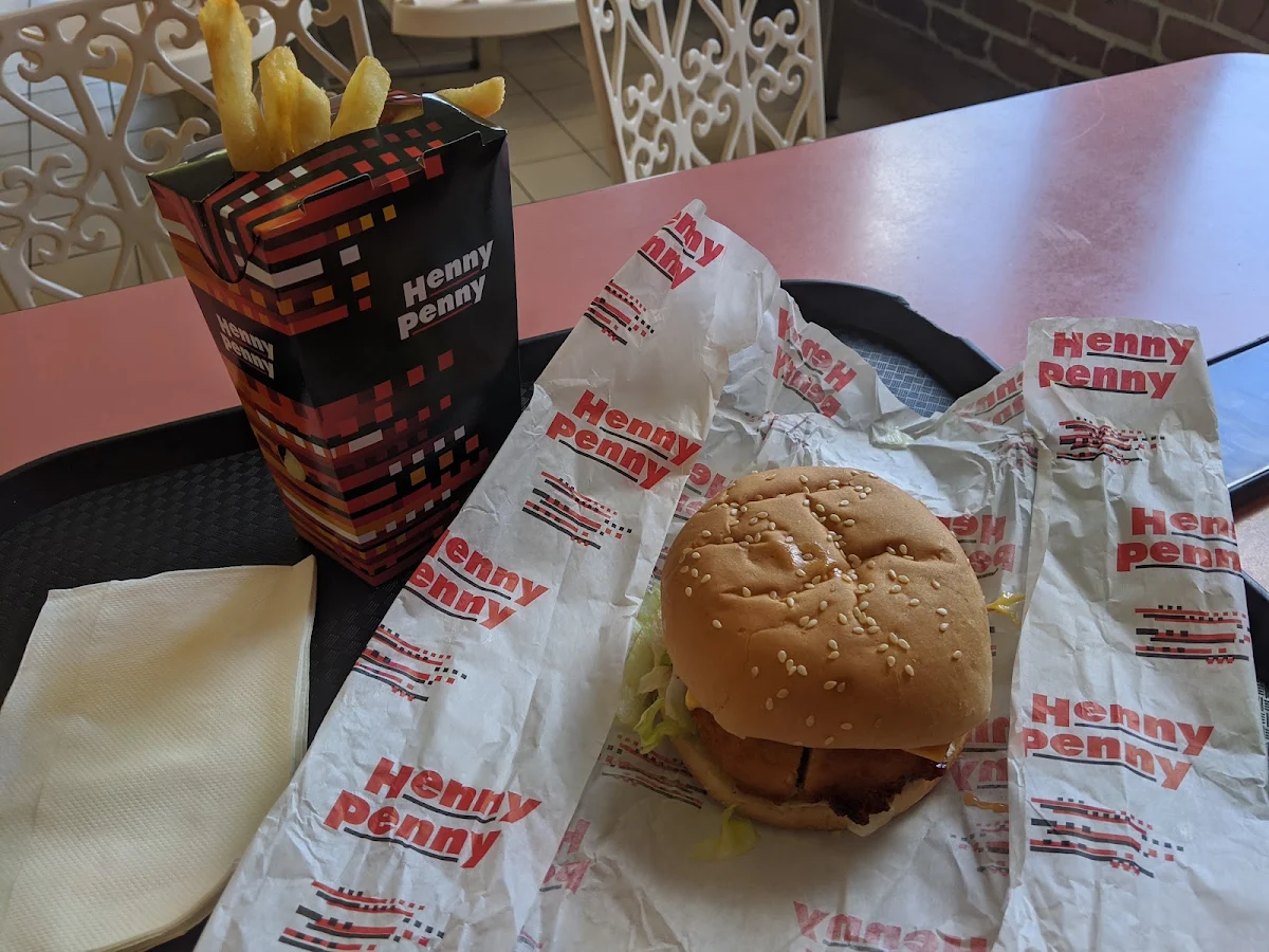 Chicken Schnitzel Burger and Fries