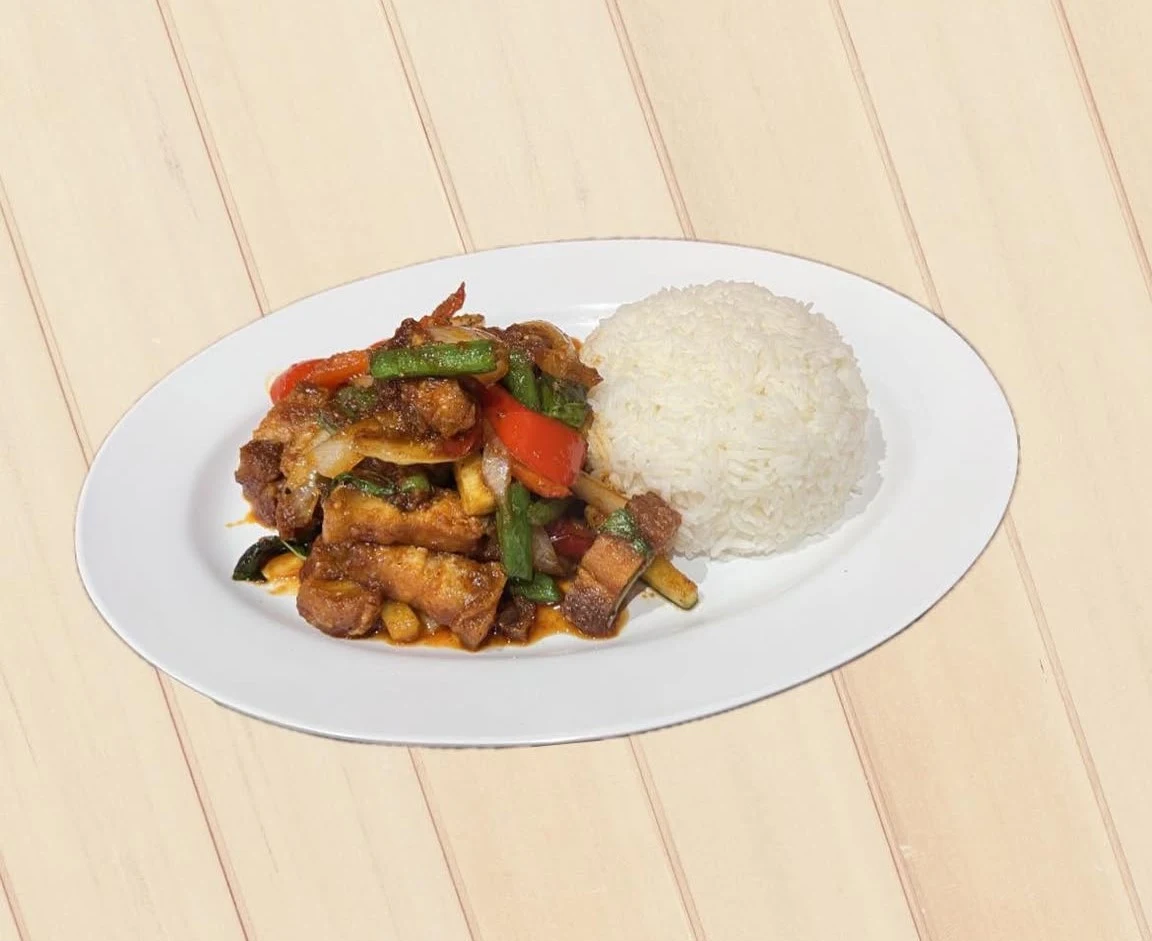 Rice with Pad Prik Khing