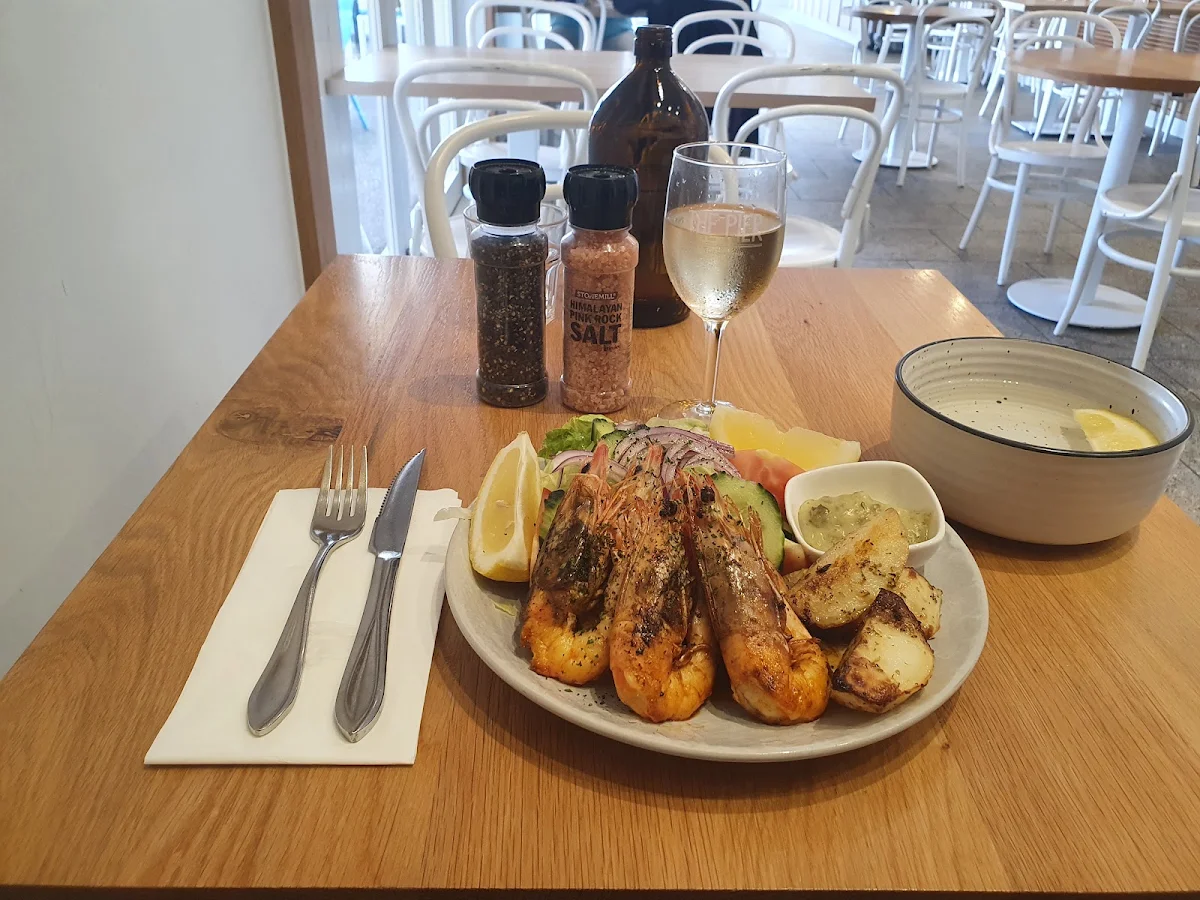 King Prawns with Lemon Potatoes and Salad