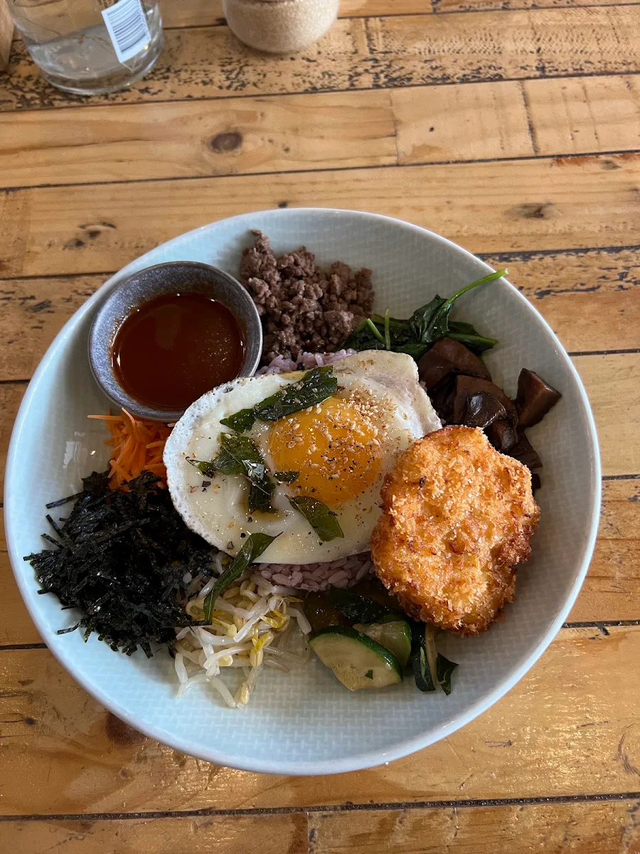 Bibimbap, Cherry and Grapes