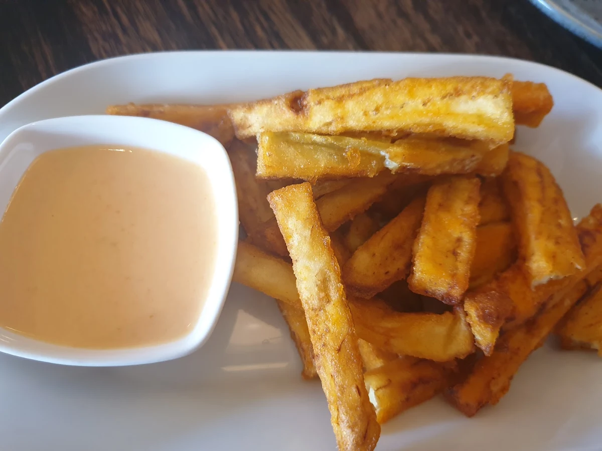 Eggplant Chips with Lime Chilli Mayo Sauce