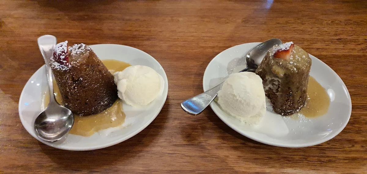 Sticky Date Pudding with Butterscotch Sauce & Vanilla Ice Cream
