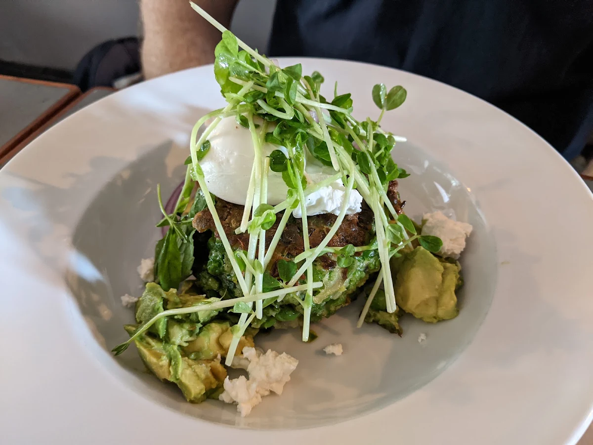 Green Pea Pancakes with Poached Egg