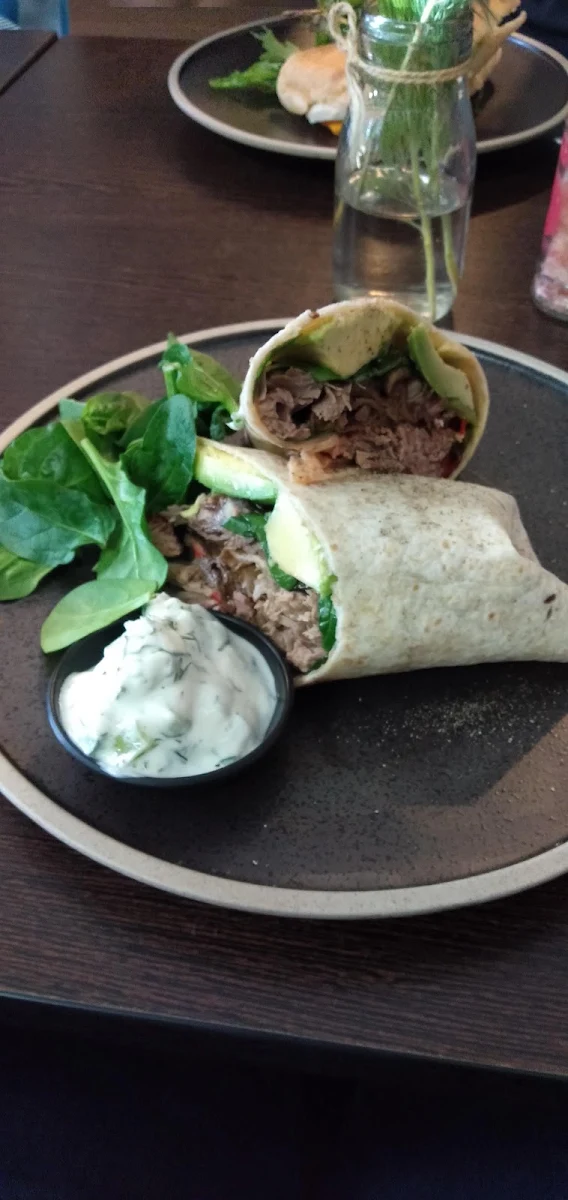 Lamb Wrap, Short Black Coffee