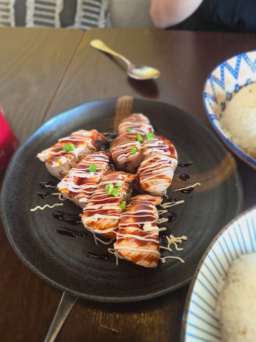 Grilled Prawn Scallop and Salmon Nigiri