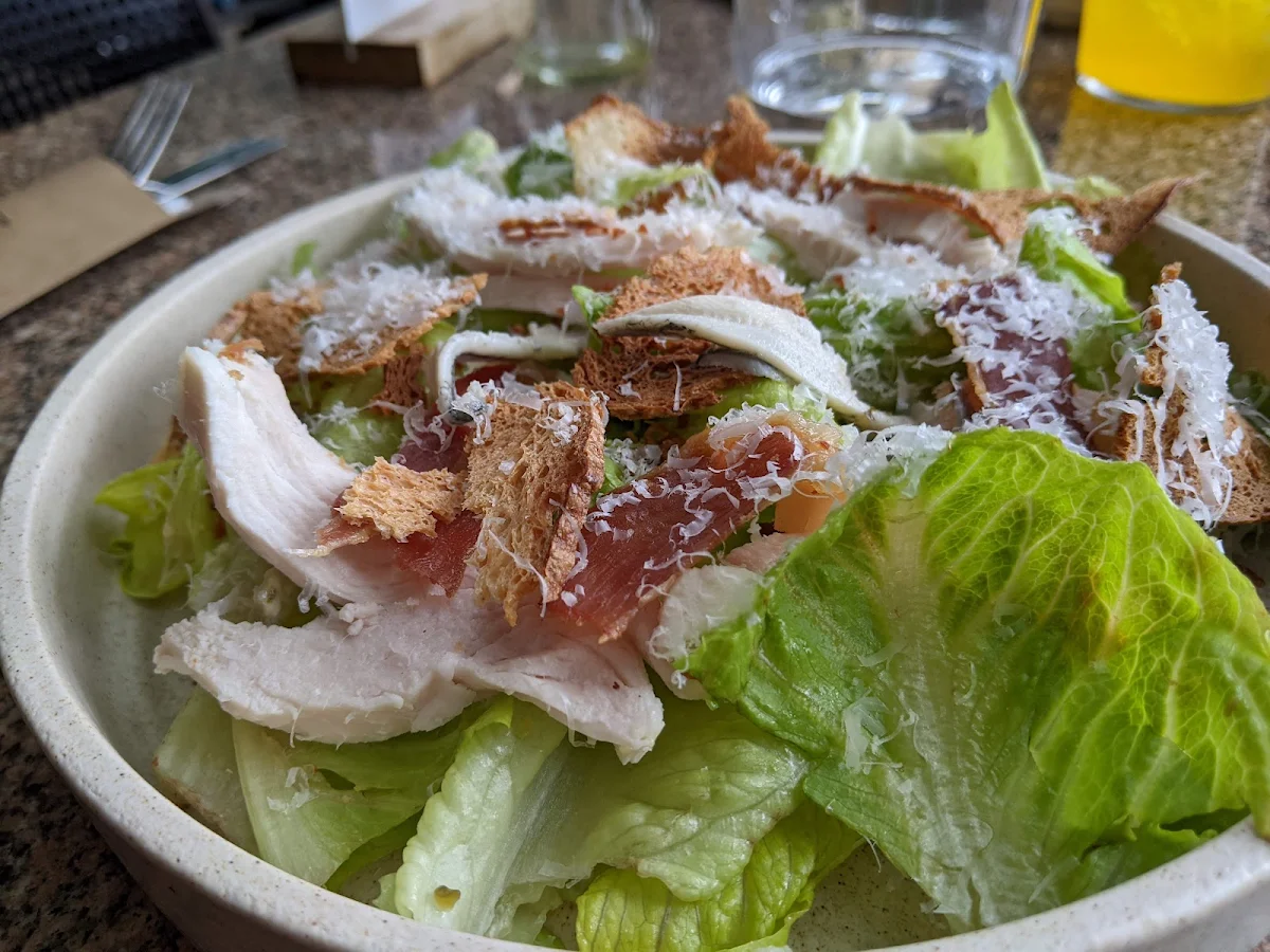 Chicken Caesar Salad White Anchovies Crispy Prosciutto Grana Padano