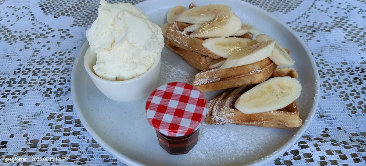 Waffles with Maple Syrup and Ice Cream
