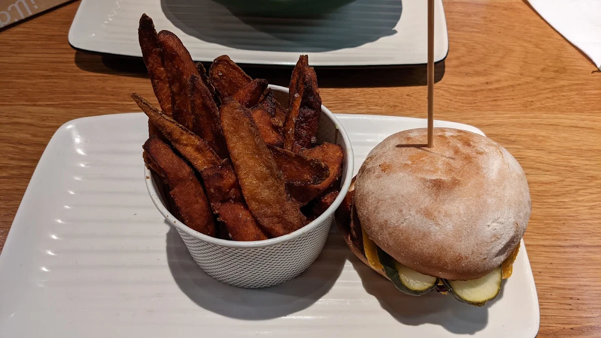 Vegan Infinity Burger and Sweet Potato Fries