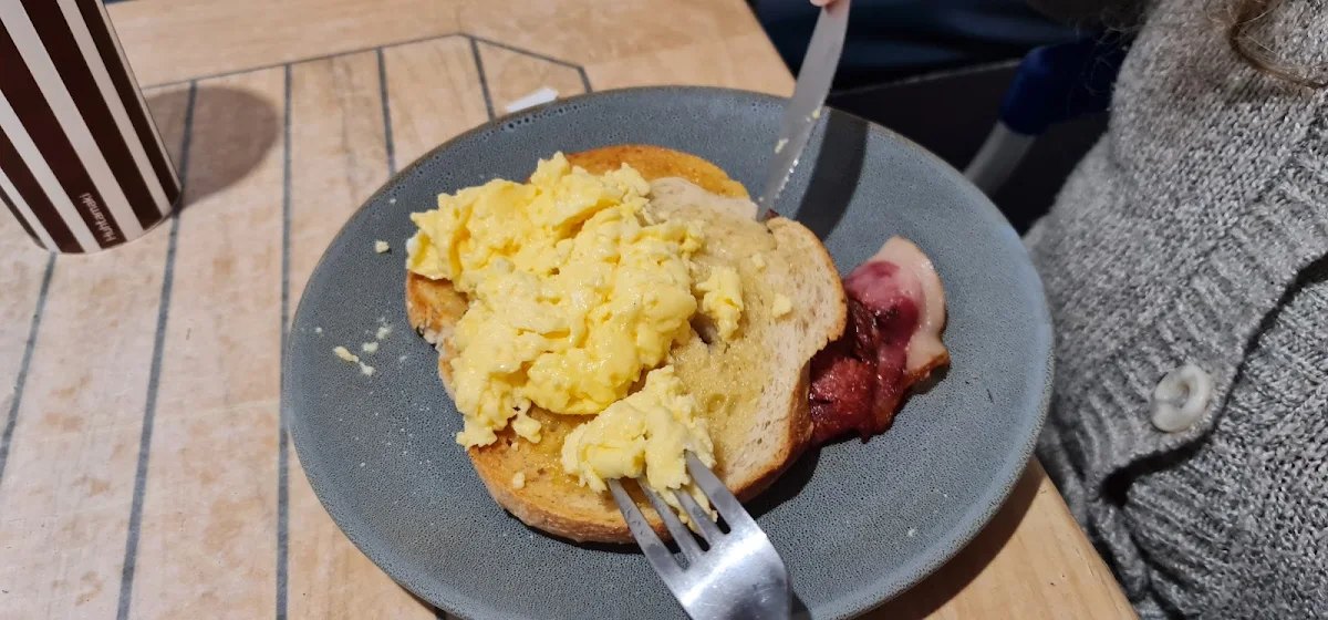 Scrambled Eggs and Bacon Breakfast